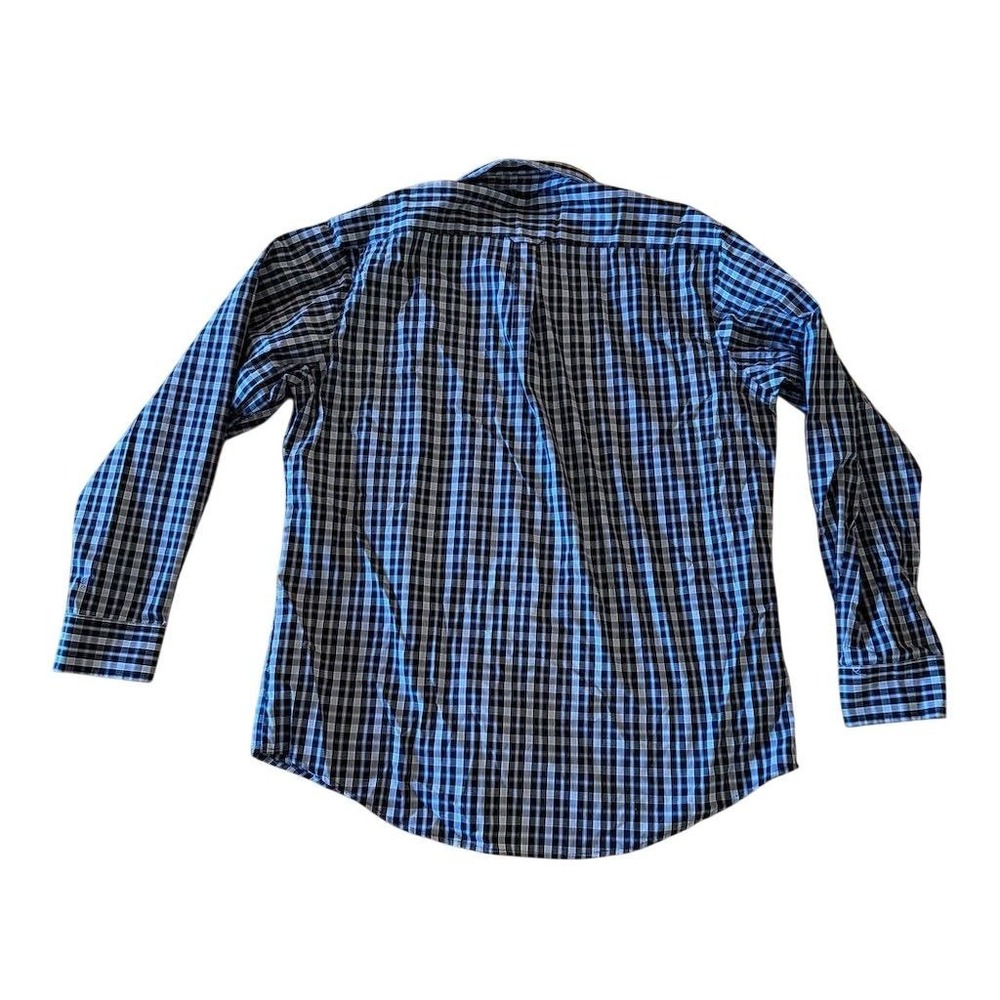 IZOD Men's XL Blue Plaid Long Sleeve Button-Down Shirt preppy classic minimalist - Picture 7 of 7